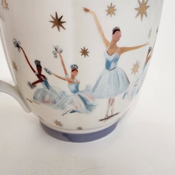 Anthropologie New York City Ballet Mug Snow Fairies Snowflakes New - Picture 6 of 11